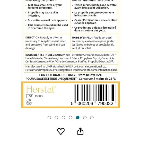 Herstat plus propolis cold sore/lip care stick bundle of 2 - Picture 3 of 9